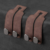 2Pcs Set Car Seat Hooks Double Hanging Hooks for Car Back Seat Headrest Hooks Brown