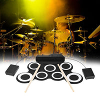 7-Pad Electronic Drum Set Roll-up Drum Practice Pads for Kids White