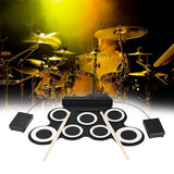 7-Pad Electronic Drum Set Roll-up Drum Practice Pads for Kids White