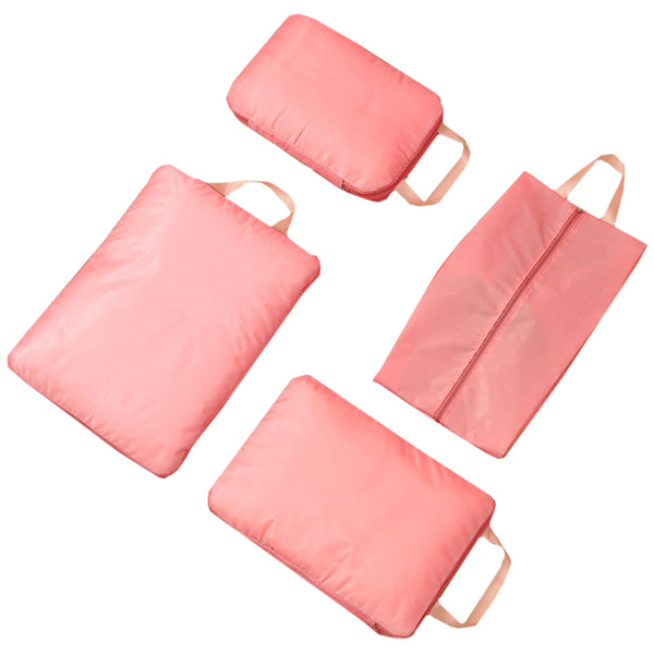 4Pcs Set Travel Compression Packing Cubes for Carry On Suitcases  Travel Accessories Pink