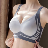 Wireless Push-Up Bra Lifting Anti-Sagging Seamless Bra Grey