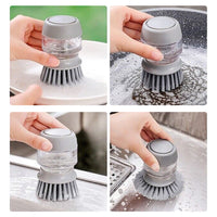 Multi-purpose Scrubbing Dish Brush with Soap Dispenser Cleaning Brush Kitchen Cleaning Tool Gray