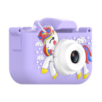 1080P HD Kids Digital Camera Unicorn Camera Toy Gift with 32G Memory Card Purple