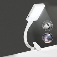 Flexible LED Book Reading Light Clip On Bed Desk Table Lamp USB Rechargeable White