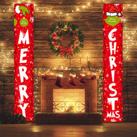 Grinch Inspiration Christmas Porch Sign Merry Christmas Door Banner Xmas Decorations Red