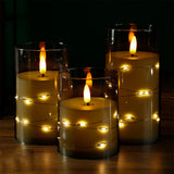 3Pcs LED Candles Battery Operated Fake Candles for Romantic Ambiance Home Decoration Gray