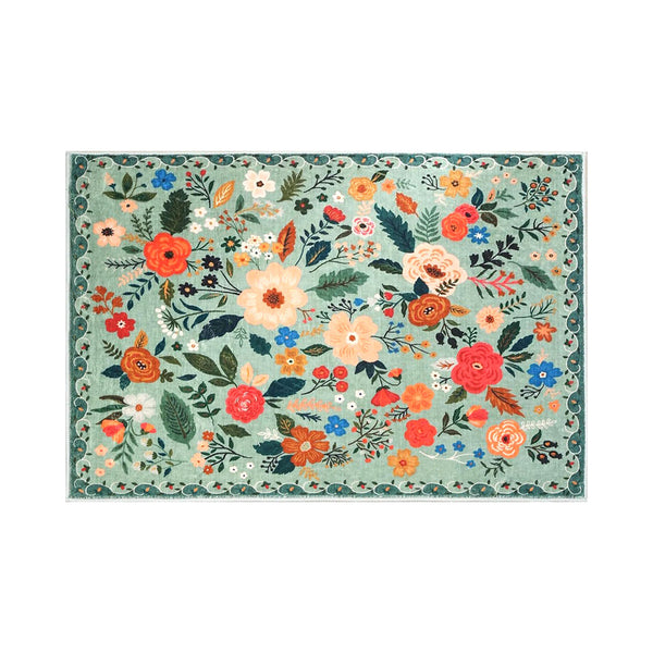 Floral Door Mat Non-slip Floor Mat for Entryway Kitchen Room Green