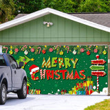 Merry Christmas Banner Holiday Garage Door Decorations Backdrop Background Party Supplies Green