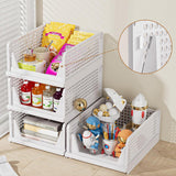 Stackable Closet Storage Basket Foldable Closet Space-Saving Organizer for Bathroom Kitchen