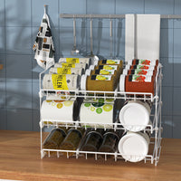 3-Tier Stackable Can Rack Organizer Kitchen Can Storage Dispenser White