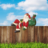 Christmas Fence Peeker Decoration Outdoor Garden Fence Signs Xmas Holiday Decor Style 4