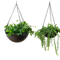 2Pcs Set Hanging Planters Hanging Baskets Plants Flowers Pots Garden Home Decorations Black