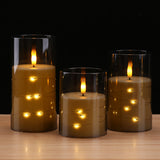 3Pcs LED Candles Battery Operated Fake Candles for Romantic Ambiance Home Decoration Gray