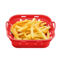 Square Foldable Air Fryer Silicone Pot Reusable Air Fryer Basket Oven Baking Tray Pan Air Fryer Liner Red