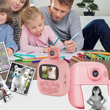 Instant Print Camera for Kids 1080P HD Selfie Video Camera Pink