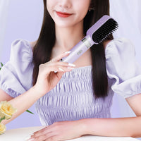 Cordless Hair Straightener Brush Portable Negative Ion Hair Straightening Comb Purple