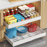 Expandable Pull Out Cabinet Organizer Sliding Drawers for Kitchen Bathroom Cabinet White