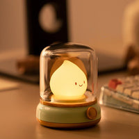 Cute Kerosene Lamp Silicone Campfire Night Light Desktop LED Decorative Light Green