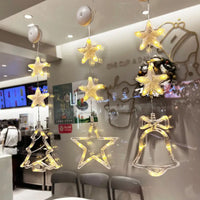 3Pcs Christmas Window Hanging Lights Battery Powered LED Sucker Lamp Indoor Decor Warm