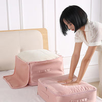 Self Compression Organizer Space Saver Bags Packing Totes for Blankets Clothes Pink