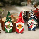 9Pcs Christmas Tree Decorations Gnomes Wooden Pendants Ornaments Style 2