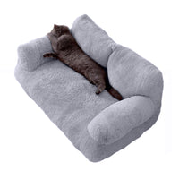 Pet Couch Bed Fluffy Sofa for Medium Small Dogs Cats Gray