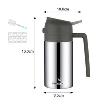 2-in-1 Olive Dispenser Oil Sprayer Stainless Steel Oil Bottle for BBQ Kitchen Cooking Baking Grey