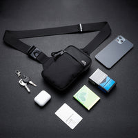 Water-Resistant Sling Bag Small Crossbody Chest Bag for Men Women Black