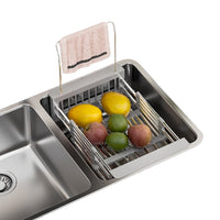 Extendable Sink Drain Basket Stainless Steel Strainer Basket Dish Drying Rack Kitchen Organizer Gray