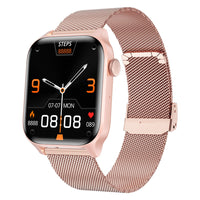 Smart Watch Bluetooth Call Heart Rate Monitor Fitness Activity Tracker for Android iOS Phone Pink Steel Style