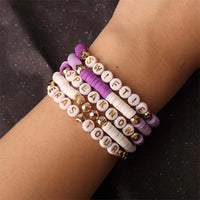 Set of 5Pcs Taylor Inspired Beaded Bracelets Fans Friendship Bracelets Gifts for Music Lovers Purple