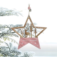 5Pcs Christmas Wooden Hanging Ornament Xmas Tree Pendant Decorations Home Holiday Party Decor