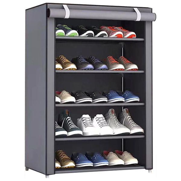 Shoes Rack with Cover Large Shoe Shelf Grey