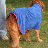 Dog Bathrobe Towel Dog Drying Coat Fast Drying Absorbent Pet Dog Bath Robe Blue