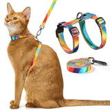 Adjustable Cat Harness and Leash Set Escape Proof Strap for Walking Travel Multicolor