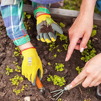 Pair of Kids Gardening Gloves Childrens Yard Work Gloves Latex Coated Garden Gloves Yellow