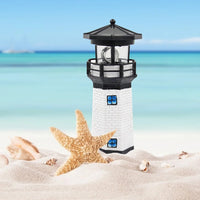 Solar Garden Lighthouse with Rotating Lamp Outdoor Decorative LED Lights for Garden Patio Lawn Black