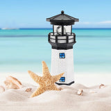 Solar Garden Lighthouse with Rotating Lamp Outdoor Decorative LED Lights for Garden Patio Lawn Black