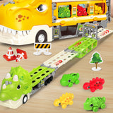 Foldable Ejection Race Track Dinosaur Toy Cars Set Kid Truck Car Toys Green