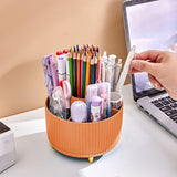 360 Degree Rotating Cosmetic Organizer Multi-Purpose Desk Organizer for Pencil Pen Art Supplies Makeup Brushes Orange