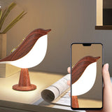 Touch Control Bedside Lamp Magpie LED Desk Lamp Reading Night Light Red Wood Color