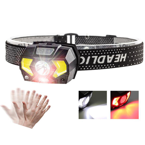 Motion Sensor LED Headlamp Rechargeable Flashlight Head Torch for Camping Fishing Emergency