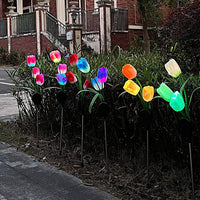 4Pcs Solar Tulips Flower Light Garden Patio Yard Decorative Stake Light Holiday Party Decor