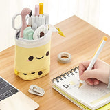 Telescopic Standing Pencil Case Cute Telescopic Pen Bag Yellow