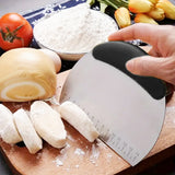 Stainless Steel Pastry Scraper Effortless Dough Cutting Tool with Measuring Scale Black