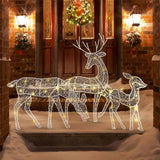 3Pcs 3D Reindeer Christmas Decorative Ornament with String Light Home Garden Yard Decor