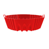 2Pcs Silicone Air Fryer Pot with Handle Reusable Nonstick Air Fryer Liner Baking Tray Basket Red and Black