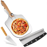 3Pcs Set Pizza Peel Aluminum Pizza Spatula for Dough Bread Pastry