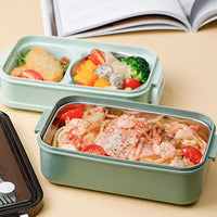 Lunch Box Food Containers Bento Microwave Stainless Portable Box with Dinnerware Green