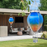 Solar Lantern Flame Light Hanging Hot Air Balloon Light Outside Garden Patio Decor Blue